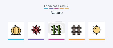 Illustration for Nature Line Filled 5 Icon Pack Including village. hays. power. farm. nature. Creative Icons Design - Royalty Free Image