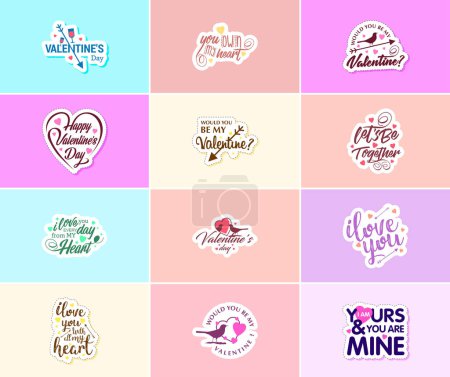 Illustration for Express Your Love with Valentine's Day Graphics Stickers - Royalty Free Image