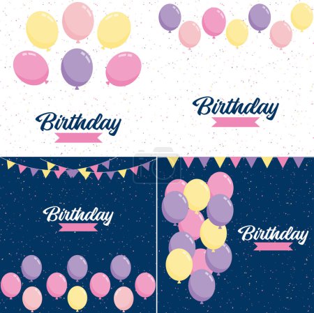 Téléchargez les illustrations : Happy Birthday design with a realistic cake illustration and confetti - en licence libre de droit