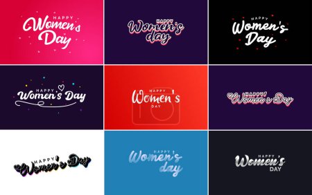 Ilustración de Eight March typographic design set with a Happy Women's Day theme - Imagen libre de derechos