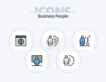 Ilustración de Línea de gente de negocios Llenado Icon Pack 5 Icon Design. Conferencia. comunicación. Hombre. gestión. corporativa - Imagen libre de derechos