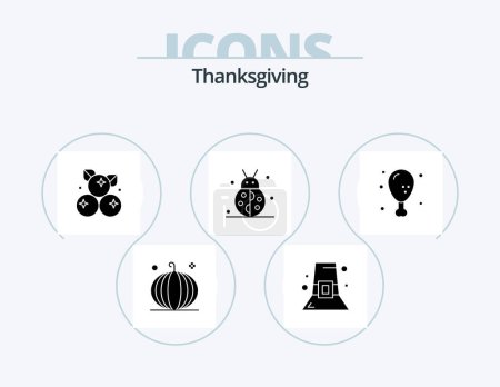 Téléchargez les illustrations : Thanksgiving Glyph Icon Pack 5 Icon Design. winter. bug. thanksgiving. beetle bug. thanksgiving - en licence libre de droit