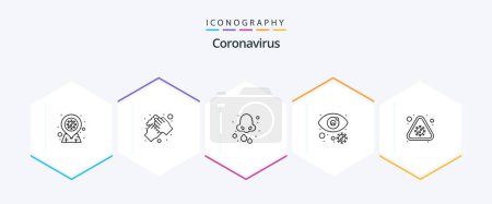 Illustration for Coronavirus 25 Line icon pack including notice. view. allergy. search. nose - Royalty Free Image