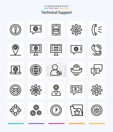 Ilustración de Creative Technical Support 25 OutLine icon pack  Such As answer. lock. service. setting. support - Imagen libre de derechos