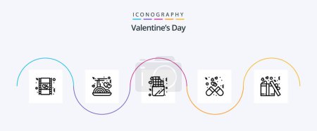 Ilustración de Valentines Day Line 5 Icon Pack Including gift. love. chocolate. heart. capsule - Imagen libre de derechos