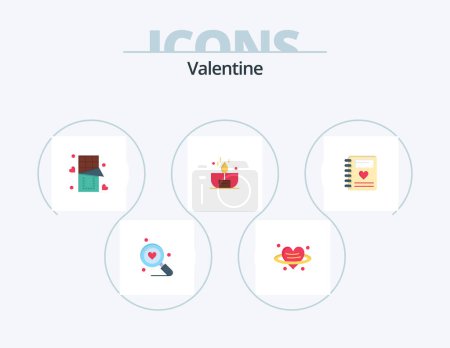 Téléchargez les illustrations : Valentine Flat Icon Pack 5 Icon Design. love. love. heart. day. valentine - en licence libre de droit