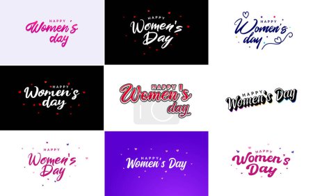 Ilustración de Abstract Happy Women's Day logo with a love vector design in pink. red. and black colors - Imagen libre de derechos