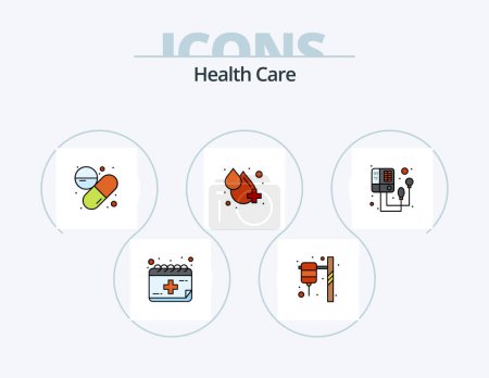 Illustration for Health Care Line Filled Icon Pack 5 Icon Design. case. bacteria. report. medical - Royalty Free Image