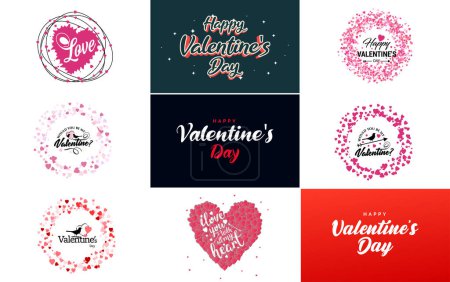 Illustration for Happy Valentine's Day hand-drawn lettering vector illustration suitable for use in design of flyers. invitations. posters. brochures. and banners - Royalty Free Image