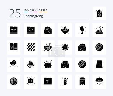 Illustration for Thanksgiving 25 Solid Glyph icon pack including holiday. dinner. day. thanksgiving. greetings - Royalty Free Image