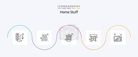 Illustration for Home Stuff Line 5 Icon Pack Including microwave. furniture. bin. table. desk - Royalty Free Image