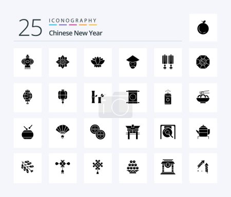Ilustración de Chinese New Year 25 Solid Glyph icon pack including newyear. new. newyear. chinese. chinese - Imagen libre de derechos
