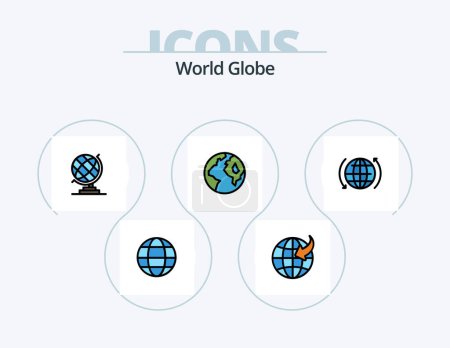 Illustration for Globe Line Filled Icon Pack 5 Icon Design. . . world. world. earth - Royalty Free Image
