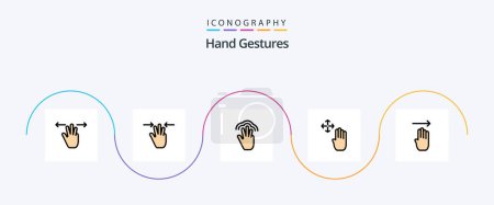 Illustration for Hand Gestures Line Filled Flat 5 Icon Pack Including . gesture. multiple touch. four. hold - Royalty Free Image