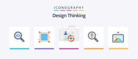 Illustration for Design Thinking Flat 5 Icon Pack Including . photo. picker. image. zoom. Creative Icons Design - Royalty Free Image