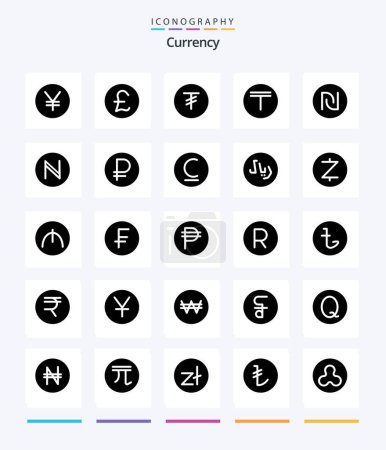 Illustration for Creative Currency 25 Glyph Solid Black icon pack  Such As . kazakhstan.. currency. - Royalty Free Image