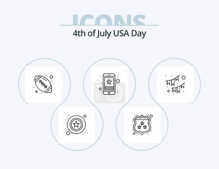 Ilustración de Usa Line Icon Pack 5 Icon Design. Americano. hielo. Policía. ¡Hokey! signo policial - Imagen libre de derechos