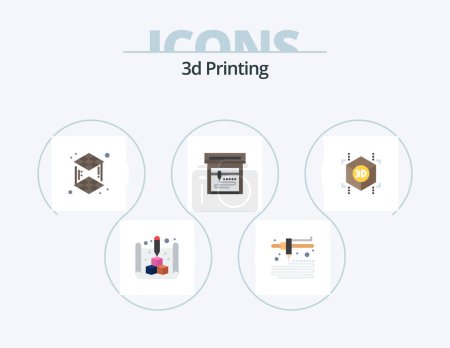 Ilustración de 3d Printing Flat Icon Pack 5 Icon Design. shape. cube. cube. 3d. machine - Imagen libre de derechos