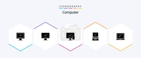 Illustration for Computer 25 Glyph icon pack including . . imac. laptop. device - Royalty Free Image