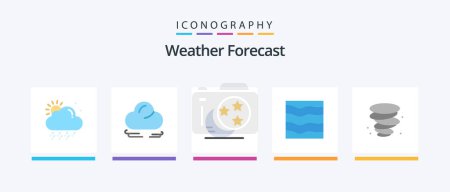 Illustration for Weather Flat 5 Icon Pack Including . weather. night. storm. water. Creative Icons Design - Royalty Free Image