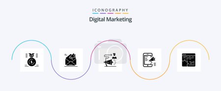 Illustration for Digital Marketing Glyph 5 Icon Pack Including media. advertisement. marketing. megaphone. user - Royalty Free Image