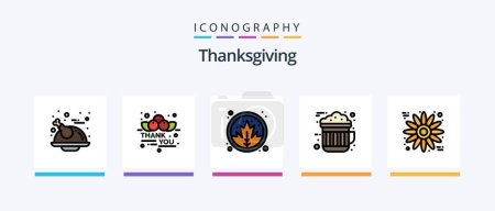 Téléchargez les illustrations : Thanksgiving Line Filled 5 Icon Pack Including cocoa. usa. thanks day. thanksgiving. american. Creative Icons Design - en licence libre de droit