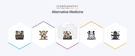 Ilustración de Alternative Medicine 25 FilledLine icon pack including people. therapy. massage. spa. magnet - Imagen libre de derechos