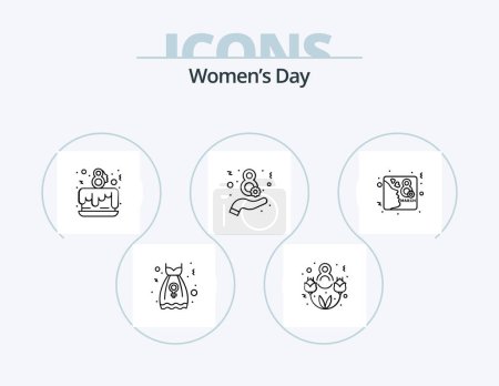 Illustration for Womens Day Line Icon Pack 5 Icon Design. day. red. eight day. flower. love - Royalty Free Image