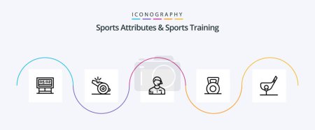 Illustration for Sports Atributes And Sports Training Line 5 Icon Pack Including aim. gym. arbiter. fitness. referee - Royalty Free Image