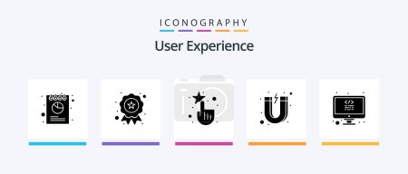 Ilustración de User Experience Glyph 5 Icon Pack Including programming. coding. interactive. magnet. attraction. Creative Icons Design - Imagen libre de derechos