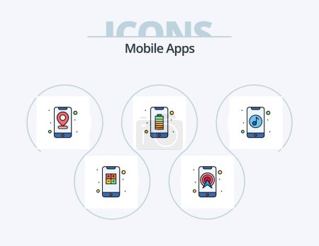 Ilustración de Mobile Apps Line Filled Icon Pack 5 Icon Design. dating. care. messenger. medical. app - Imagen libre de derechos