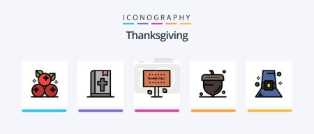 Illustration for Thanksgiving Line Filled 5 Icon Pack Including umbrella. safety. thanksgiving. protection. leg. Creative Icons Design - Royalty Free Image