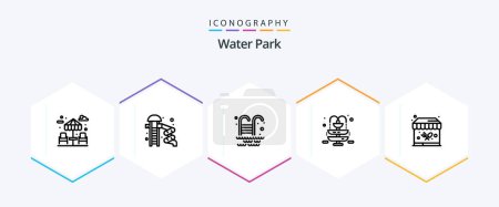 Ilustración de Paquete de iconos Water Park 25 Line incluido. Jardín. Agua. park. parque - Imagen libre de derechos