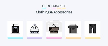 Illustration for Clothing and Accessories Line Filled 5 Icon Pack Including . sew. baby. Creative Icons Design - Royalty Free Image