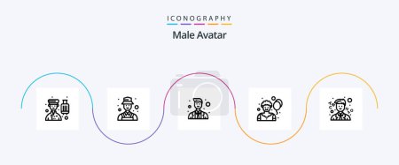 Illustration for Male Avatar Line 5 Icon Pack Including school. joker. detect. clown. police - Royalty Free Image