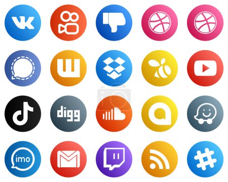 Téléchargez les illustrations : 20 Professional Social Media Icons such as video. wattpad. douyin and video icons. Fully customizable and professional - en licence libre de droit