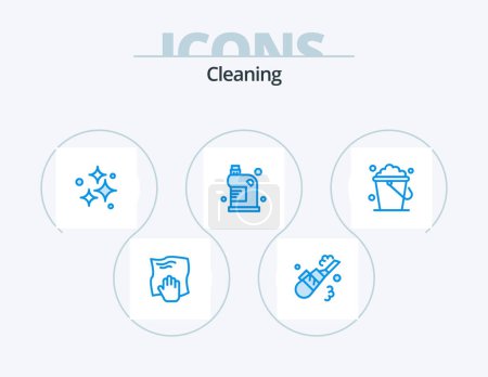 Illustration for Cleaning Blue Icon Pack 5 Icon Design. fluid. cleaning. pipe. clean. wash - Royalty Free Image