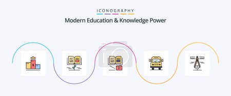 Photo for Modern Education And Knowledge Power Line Filled Flat 5 Icon Pack Including . measure. truck. tools. calipers - Royalty Free Image