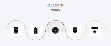 Illustration for Military Glyph 5 Icon Pack Including stripe. military. tag. badge. military - Royalty Free Image