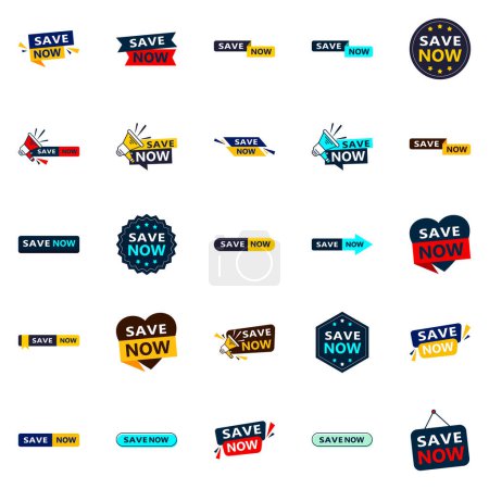 Illustration for 25 Versatile Typographic Banners for promoting saving across platforms - Royalty Free Image