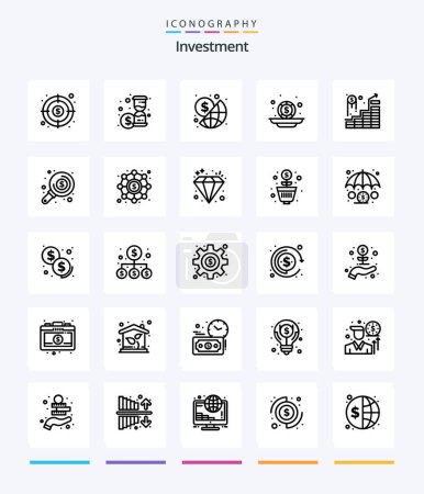 Ilustración de Creative Investment 25 OutLine icon pack  Such As successful. invest. global. coins. investment - Imagen libre de derechos