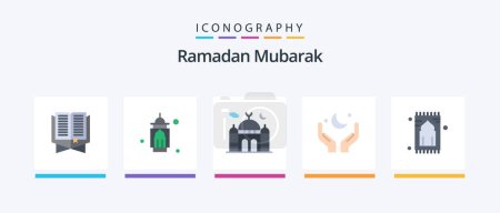 Ilustración de Ramadan Flat 5 Icon Pack Including rug. carpet. moon. eid. moon. Creative Icons Design - Imagen libre de derechos