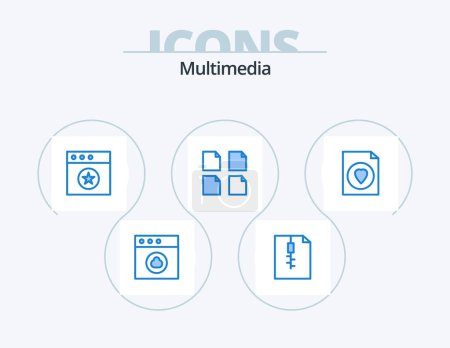 Ilustración de Multimedia Blue Icon Pack 5 Icon Design. . . mac. file. document - Imagen libre de derechos