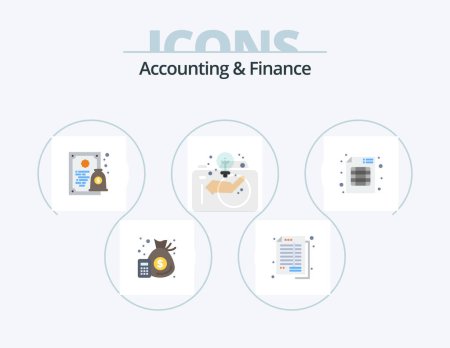 Ilustración de Accounting And Finance Flat Icon Pack 5 Icon Design. audit. strategy. bookkeeping. idea. money - Imagen libre de derechos