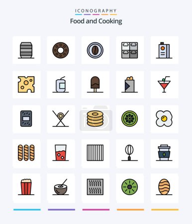 Téléchargez les illustrations : Creative Food 25 Line FIlled icon pack  Such As food. and. cooking. sushi. rolls - en licence libre de droit