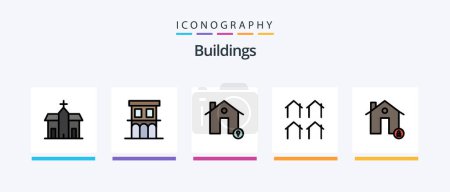 Illustration for Buildings Line Filled 5 Icon Pack Including fire. buildings. location. residences. housing. Creative Icons Design - Royalty Free Image