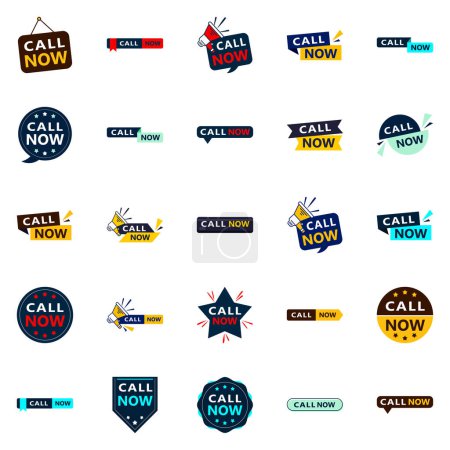 Ilustración de Call Now 25 Modern Typographic Elements to encourage calling - Imagen libre de derechos