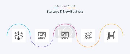 Ilustración de Startups And New Business Line 5 Icon Pack Incluyendo registros. contactos. negocios. libro de contactos. objetivo - Imagen libre de derechos