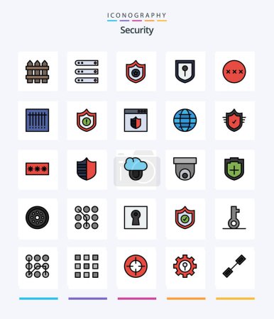 Téléchargez les illustrations : Creative Security 25 Line Paquet d'icônes tel que la sécurité. protection. serveur. mot de passe. emplacement - en licence libre de droit