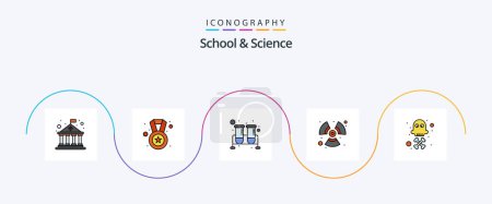 Téléchargez les illustrations : School And Science Line Filled Flat 5 Icon Pack Including death. energy. flask. wind. fan - en licence libre de droit